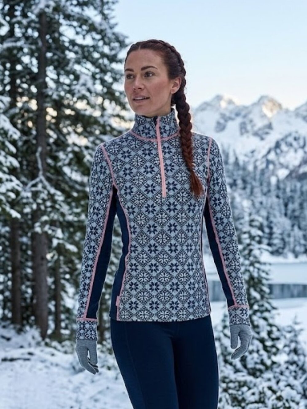 Kari Traa Rose Half Zip Women's Base Layer Top - 100% Merino Wool Fitted Long Sl